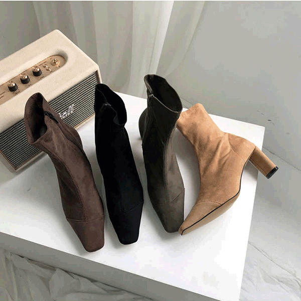 메린 스웨이드 삭스 부츠 힐 - shoes (7cm)39500→19000