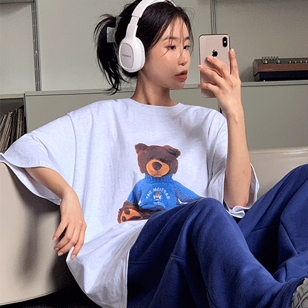 [무료배송]블루베어 곰돌이 박시핏 반팔 티셔츠 - t