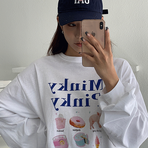 [무료배송]밍키 박시핏 긴팔 티셔츠 - t(남녀공용)